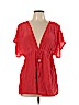 Cache 100% Rayon Red Short Sleeve Blouse Size L - photo 1