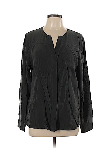 Ecru Long Sleeve Silk Top (view 1)