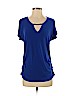 Lily White Blue Short Sleeve Top Size S - photo 1