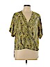 Tyche 100% Polyester Yellow Short Sleeve Blouse Size L - photo 1