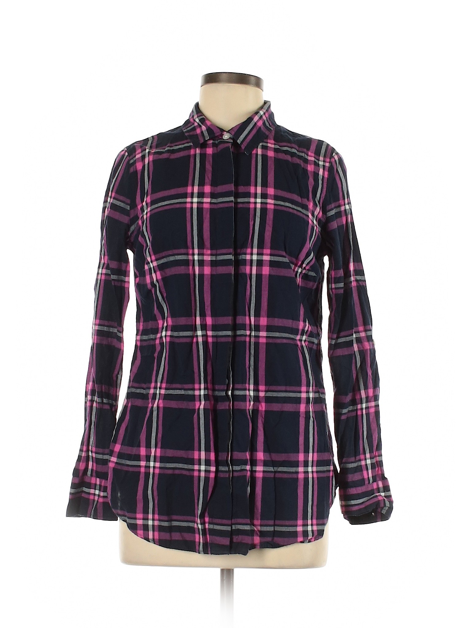 Crown & Ivy Women Pink Long Sleeve Button-Down Shirt M | eBay