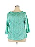 Charter Club 100% Cotton Green 3/4 Sleeve Top Size 2X - photo 1
