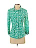 Garnet Hill 100% Cotton Teal 3/4 Sleeve Button-Down Shirt Size 2 - photo 1