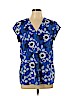 Hilary Radley 100% Polyester Blue Short Sleeve Blouse Size L - photo 1