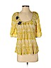 Edme & Esyllte 100% Silk Yellow 3/4 Sleeve Silk Top Size 4 - photo 1