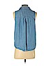 Who What Wear 100% Lyocell Blue Sleeveless Button-Down Shirt Size S - photo 2