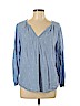 Old Navy Blue Long Sleeve Blouse Size L - photo 1