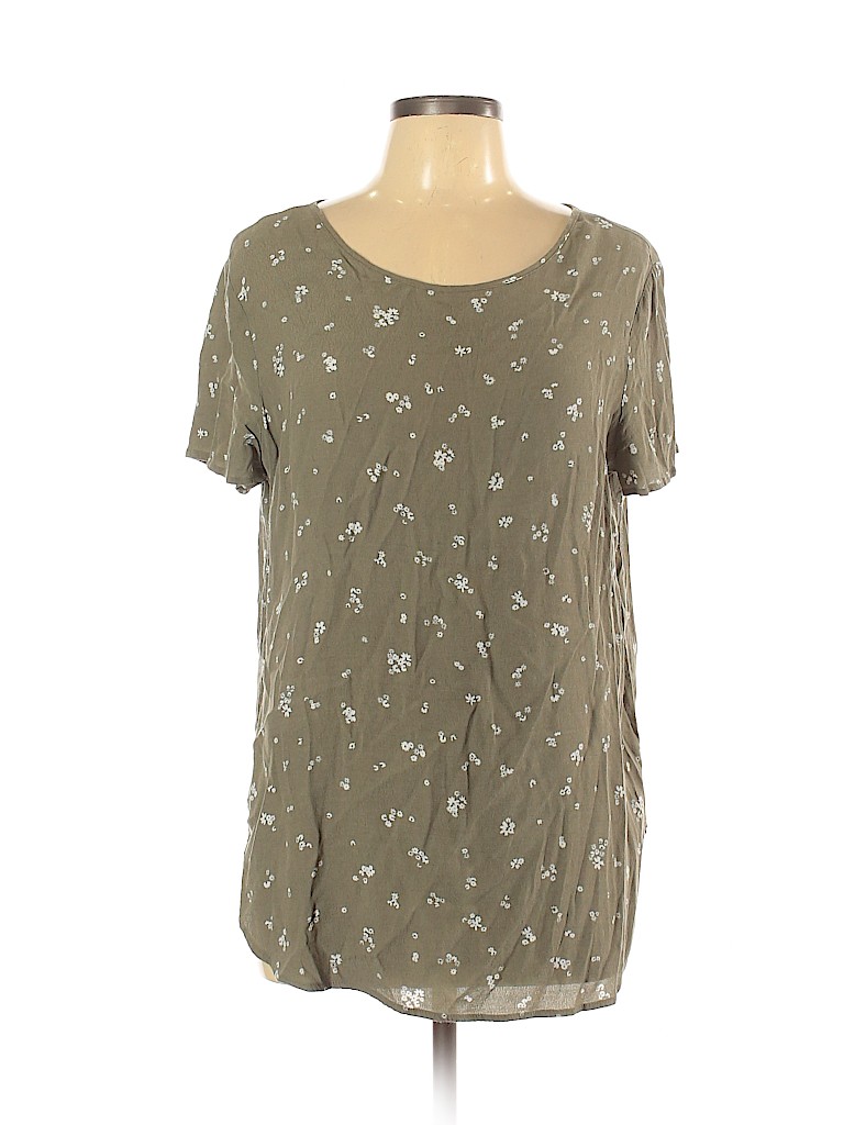 LC Lauren Conrad 100% Rayon Green Short Sleeve Blouse Size L - photo 1