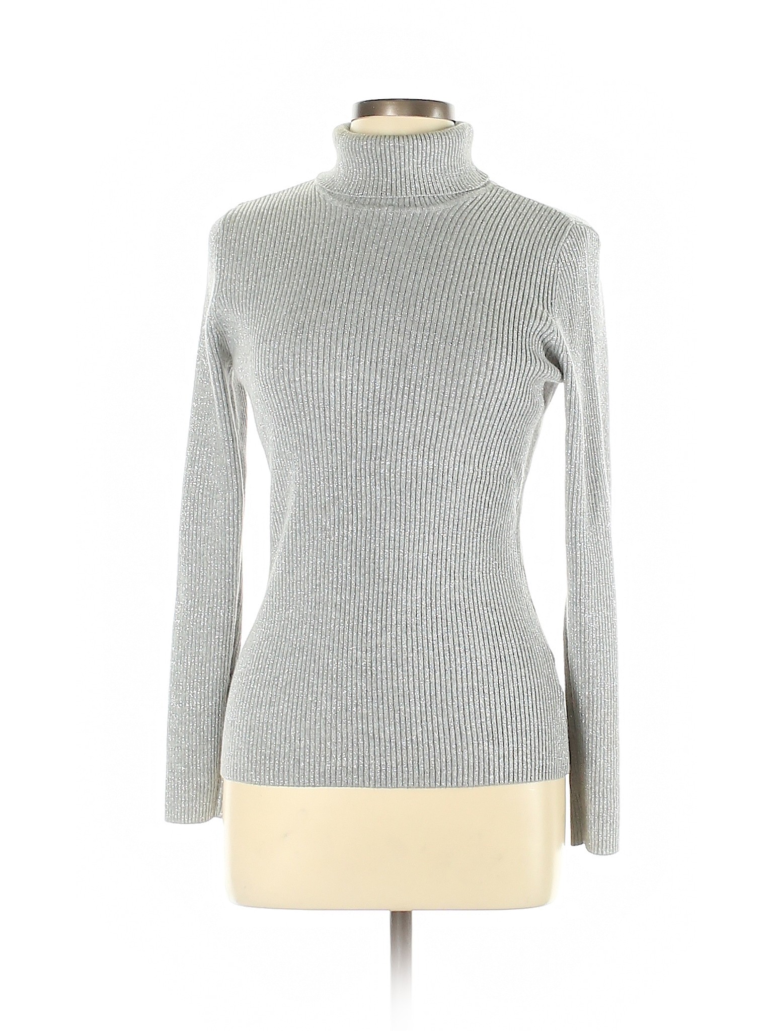Basic Editions Women Gray Turtleneck Sweater L | eBay