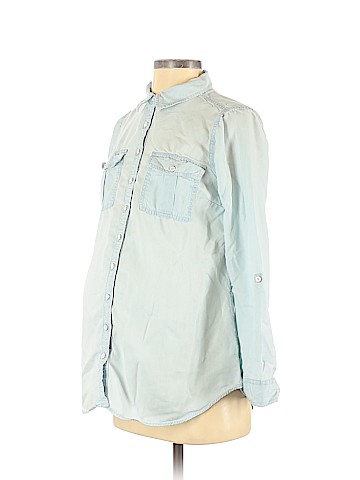 LED Luxe Essentials Denim 3/4 Sleeve Button-Down Shirt (view 1)