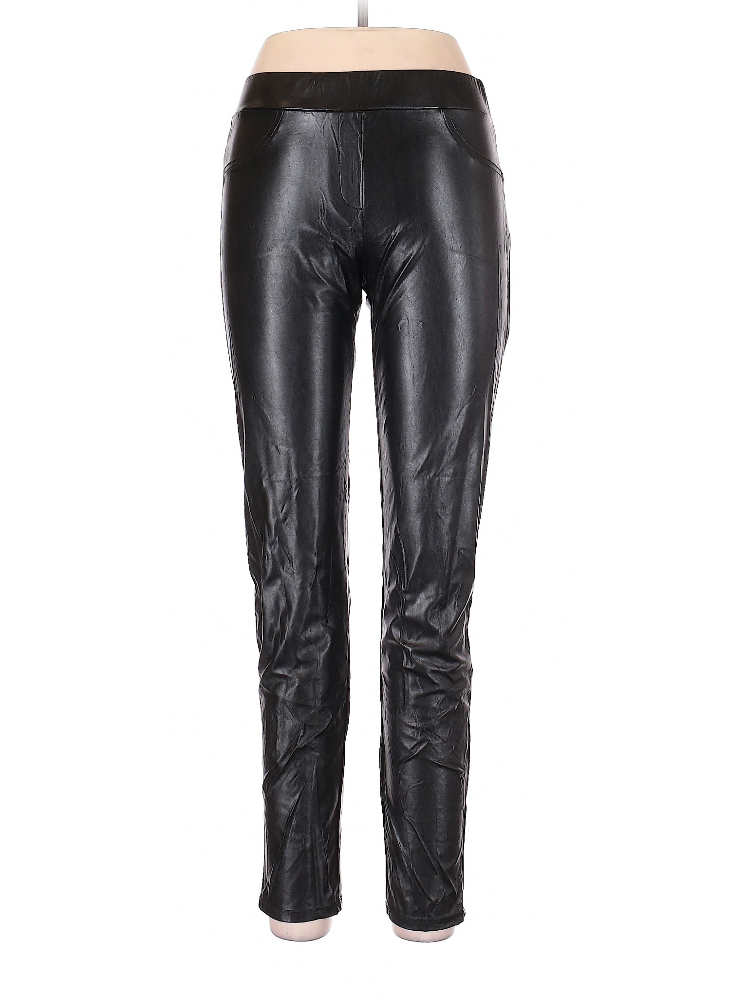 Silvergate Women Black Faux Leather Pants L | eBay