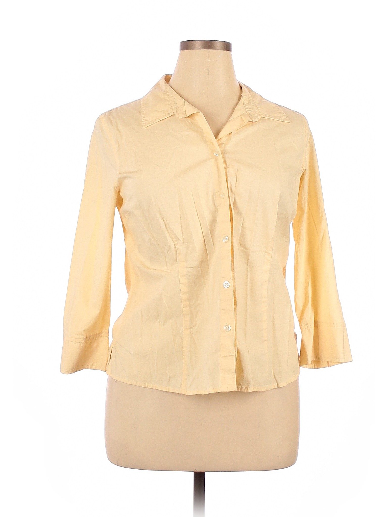 Croft & Barrow Women Yellow 3/4 Sleeve Button-Down Shirt XL | eBay