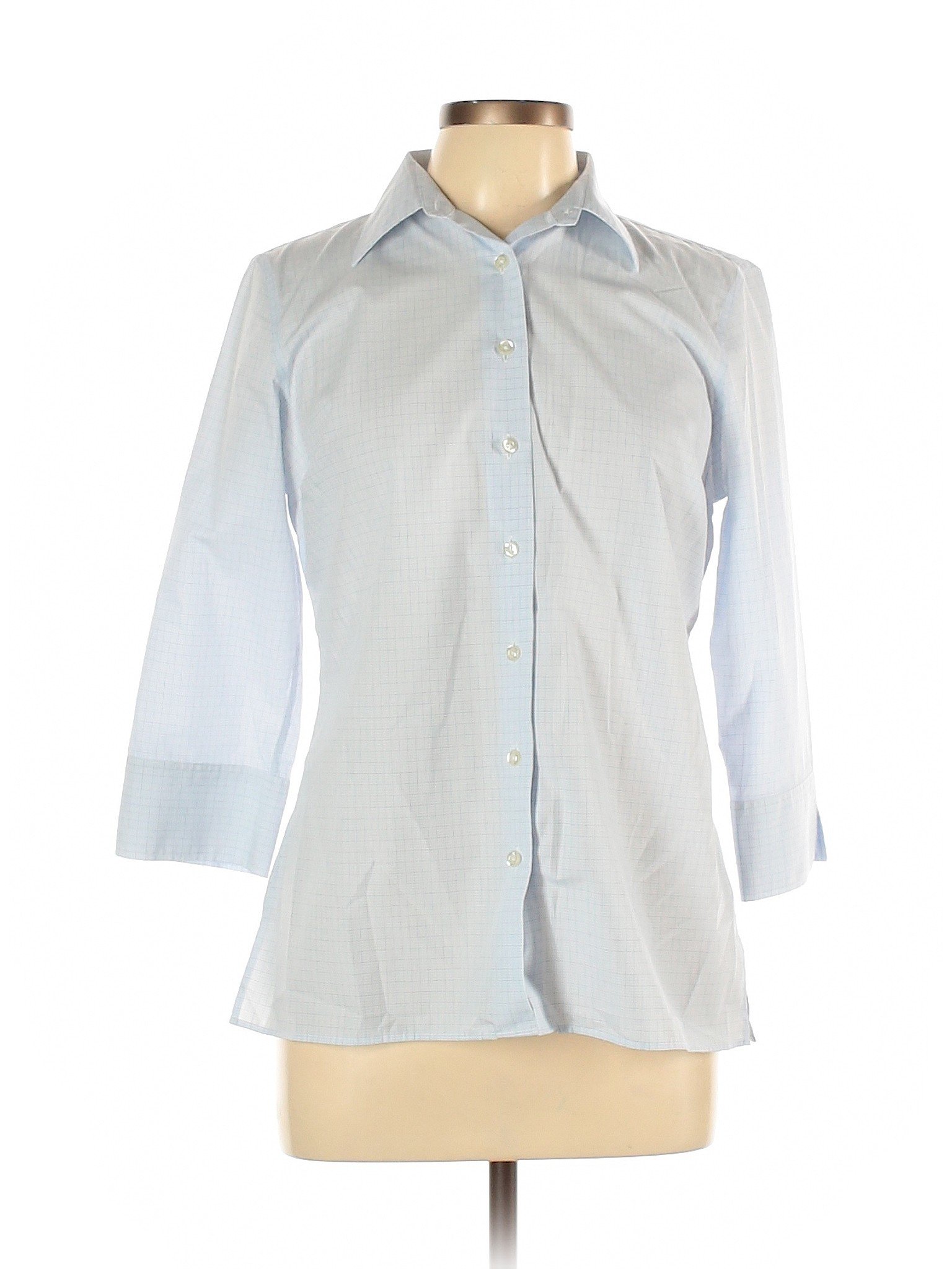 Lands' End Stripes Blue 3/4 Sleeve Button-Down Shirt Size 10 - 79% off ...