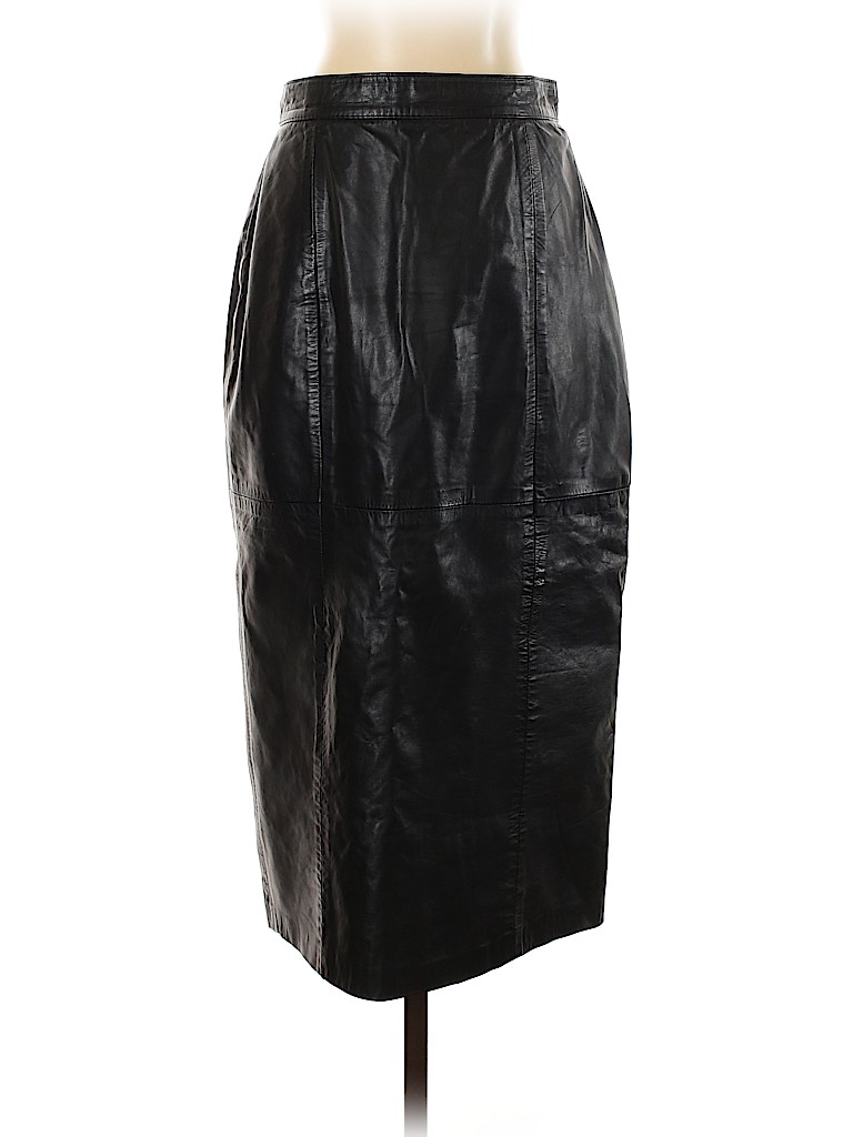 J. Percy for Marvin Richards 100% Leather Solid Black Leather Skirt ...
