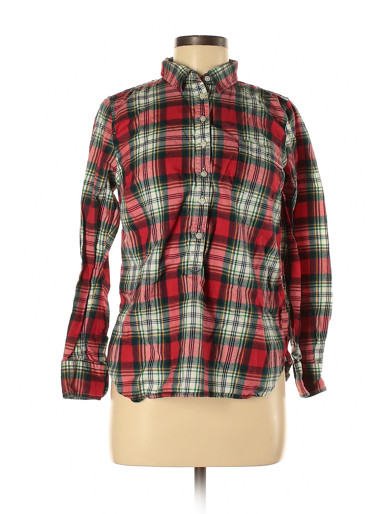 J.Crew Women Red Long Sleeve Button-Down Shirt M Petites | eBay