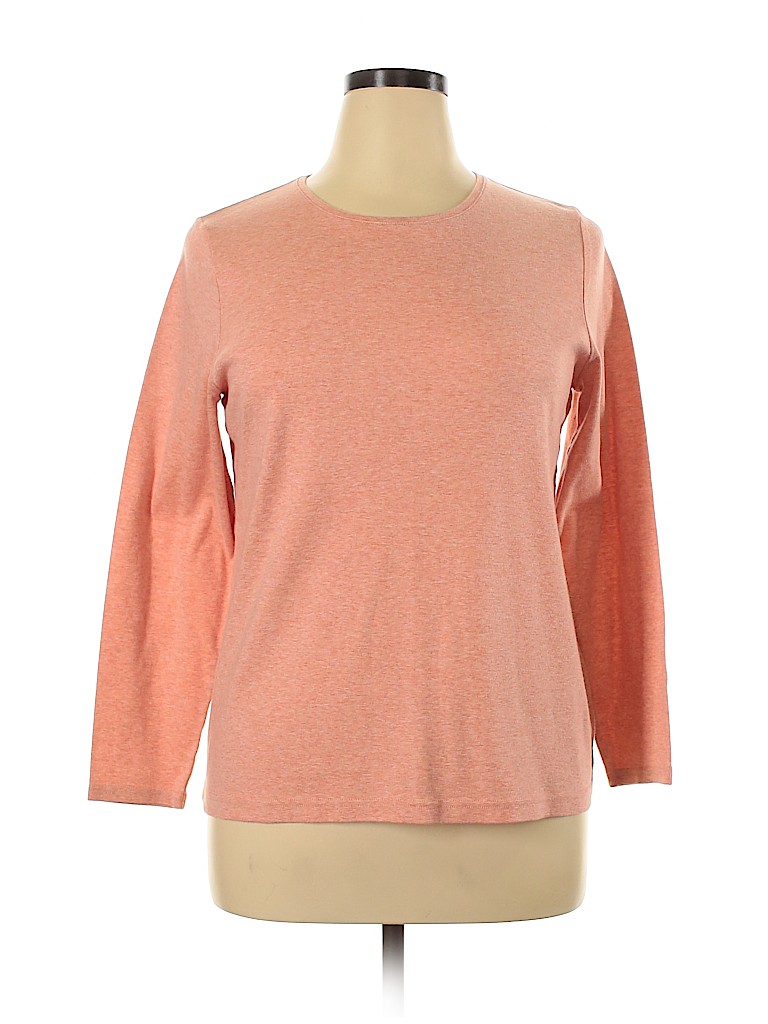 Croft & Barrow Pink Orange Long Sleeve T-Shirt Size 1X (Plus) - 55% off ...