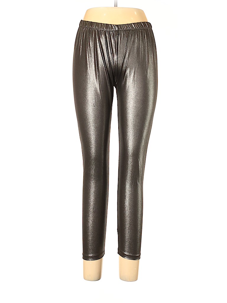 Lbisse Solid Black Silver Leggings Size XL - 66% off | thredUP
