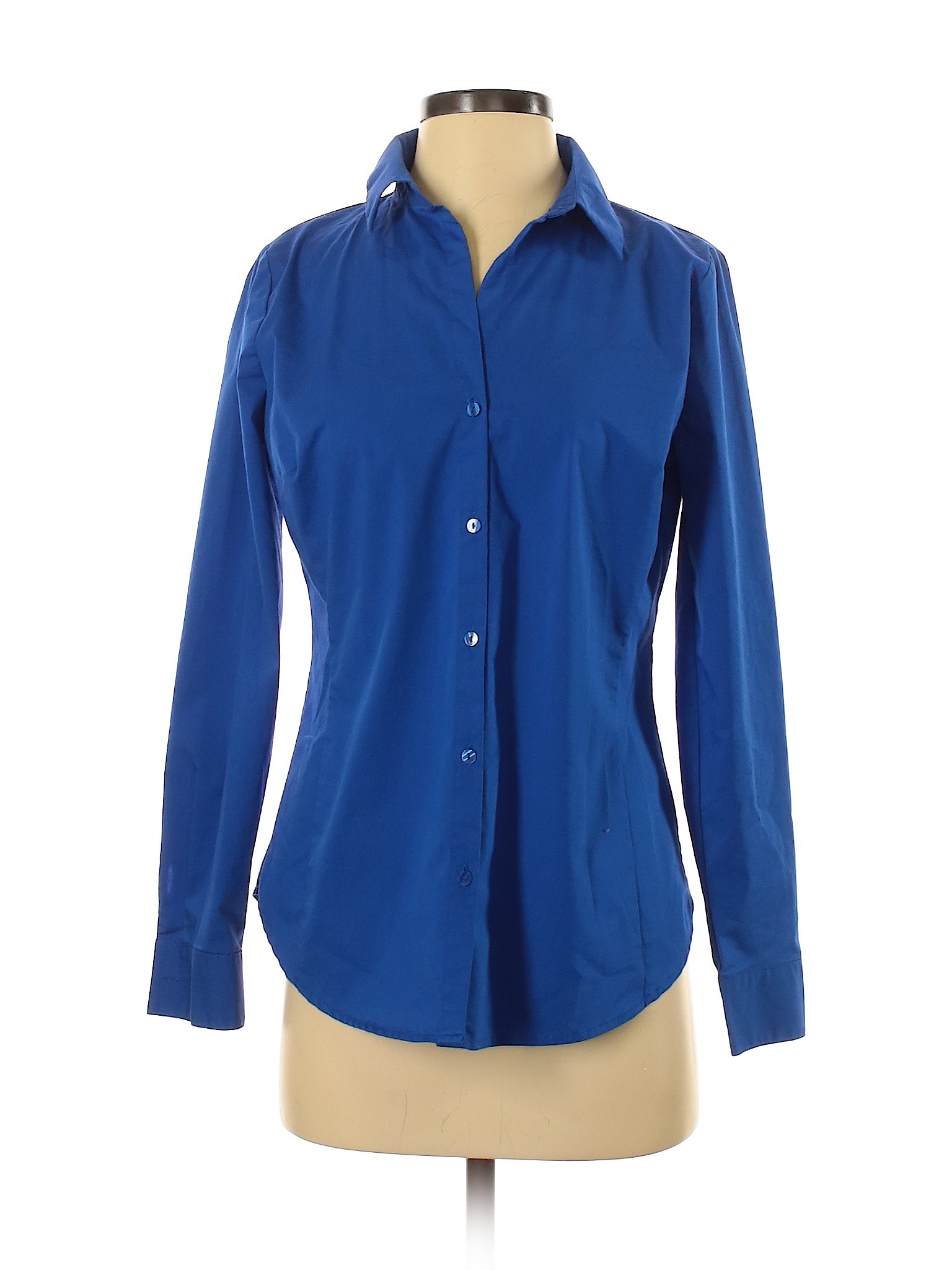 Worthington Women Blue Long Sleeve Button-Down Shirt 4 | eBay