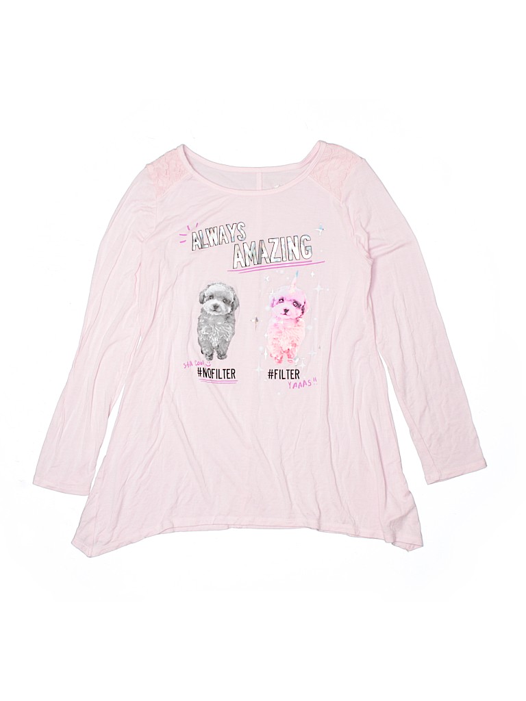 Justice Print Pink Long Sleeve T-Shirt Size 12 - 71% off | thredUP