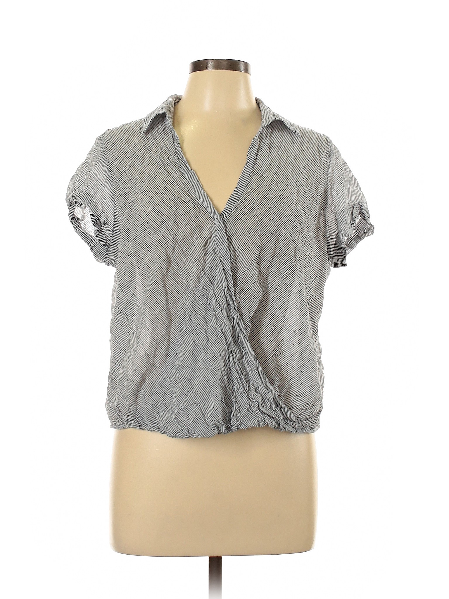 Universal Thread Women Gray Short Sleeve Blouse L | eBay