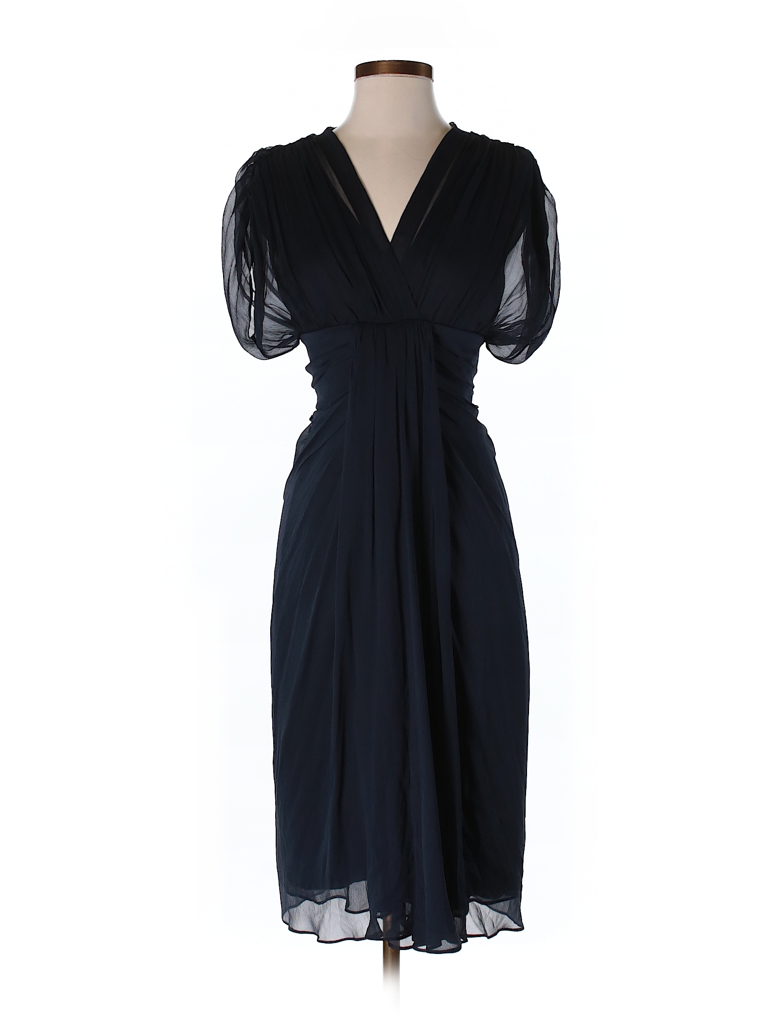 Diane von Furstenberg 100% Silk Solid Navy Blue Silk Dress Size 4 - 80% ...