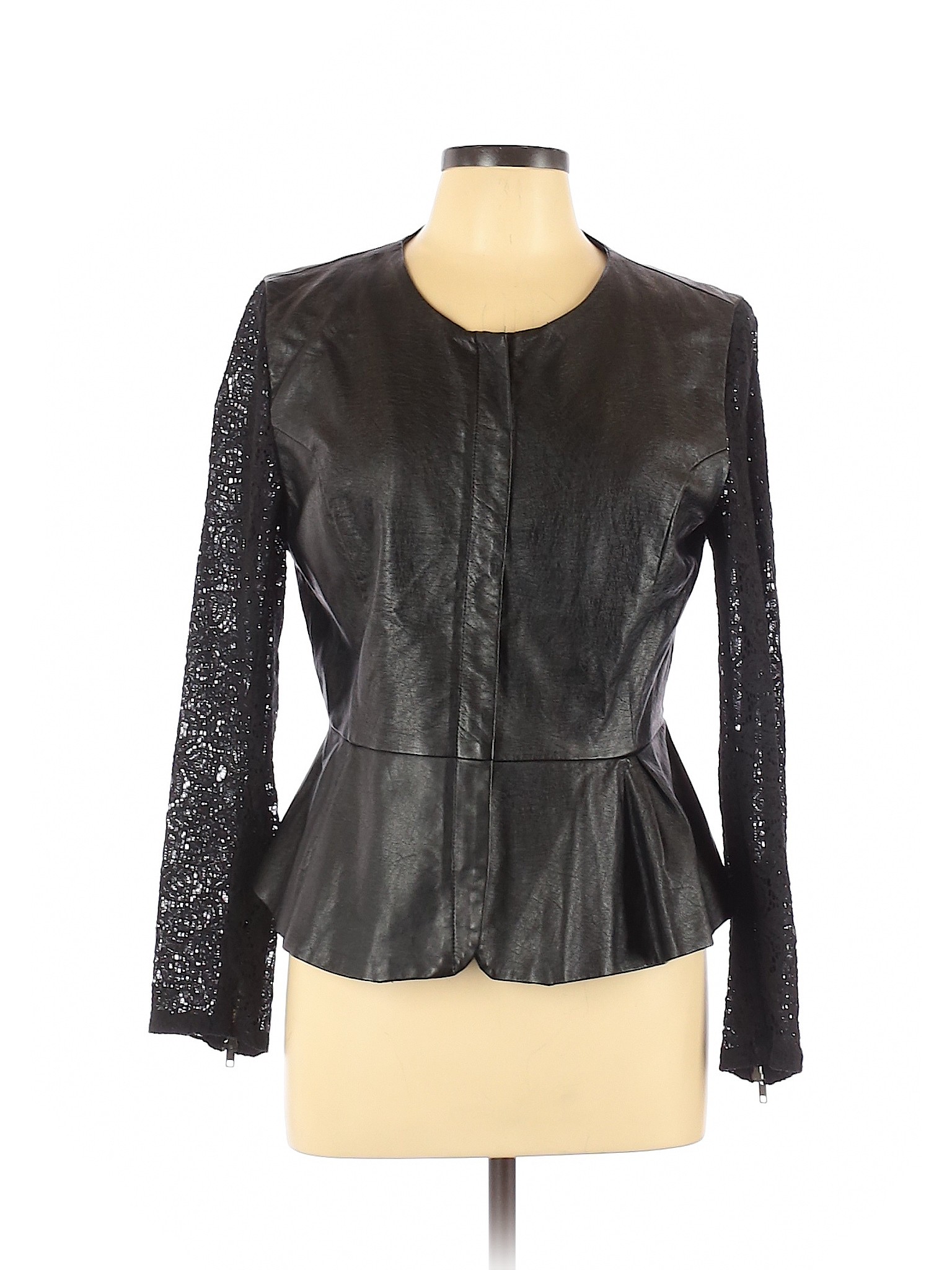 Romeo & Juliet Couture Women Black Faux Leather Jacket L | eBay