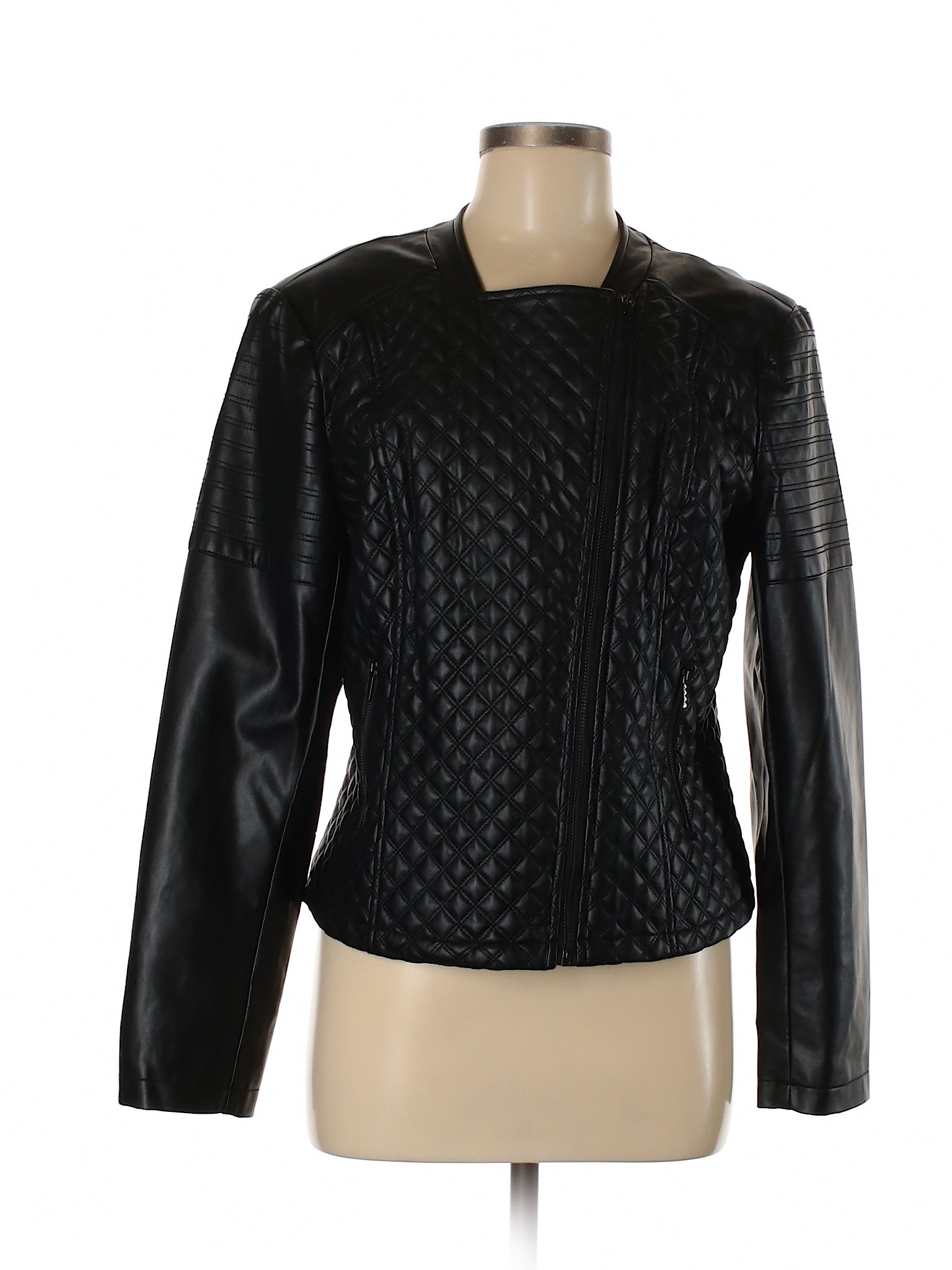 Assorted Brands Women Black Faux Leather Jacket M | eBay