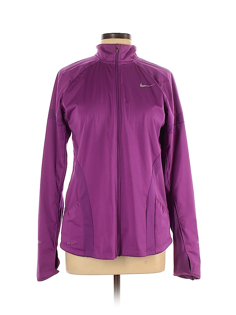 Nike 100 Polyester Solid Purple Track Jacket Size L 74 Off Thredup