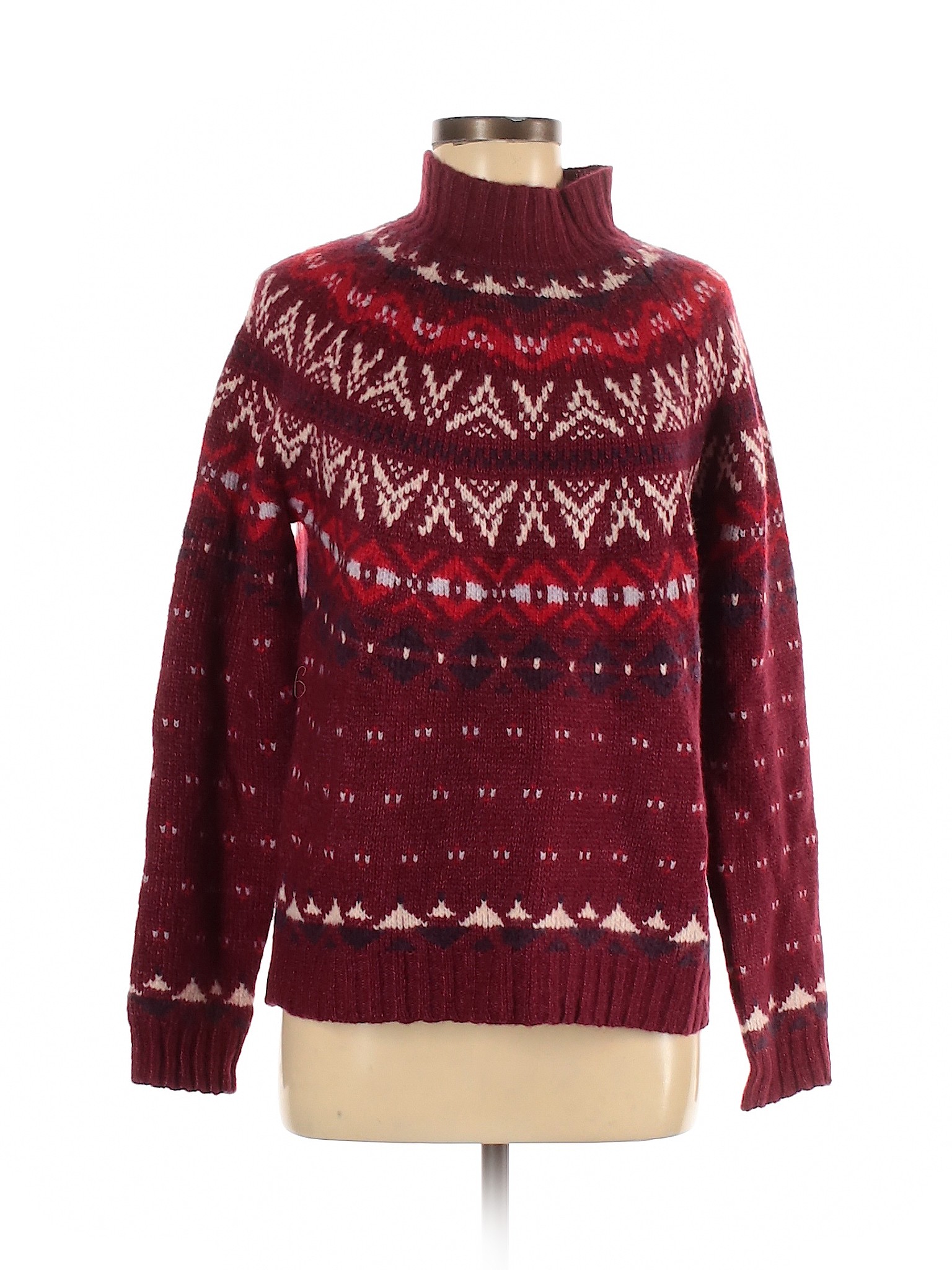 American Eagle Maroon Cable Knit Side Zip Sweater 