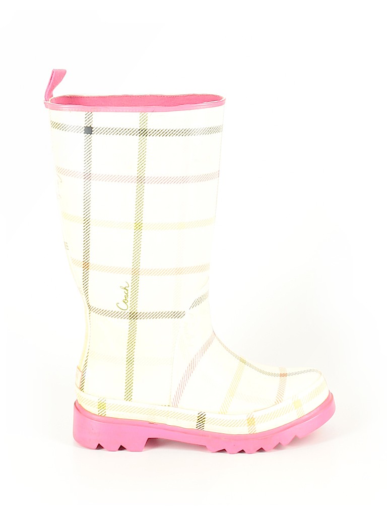 Coach Plaid White Pink Rain Boots Size 5 80 off ThredUp