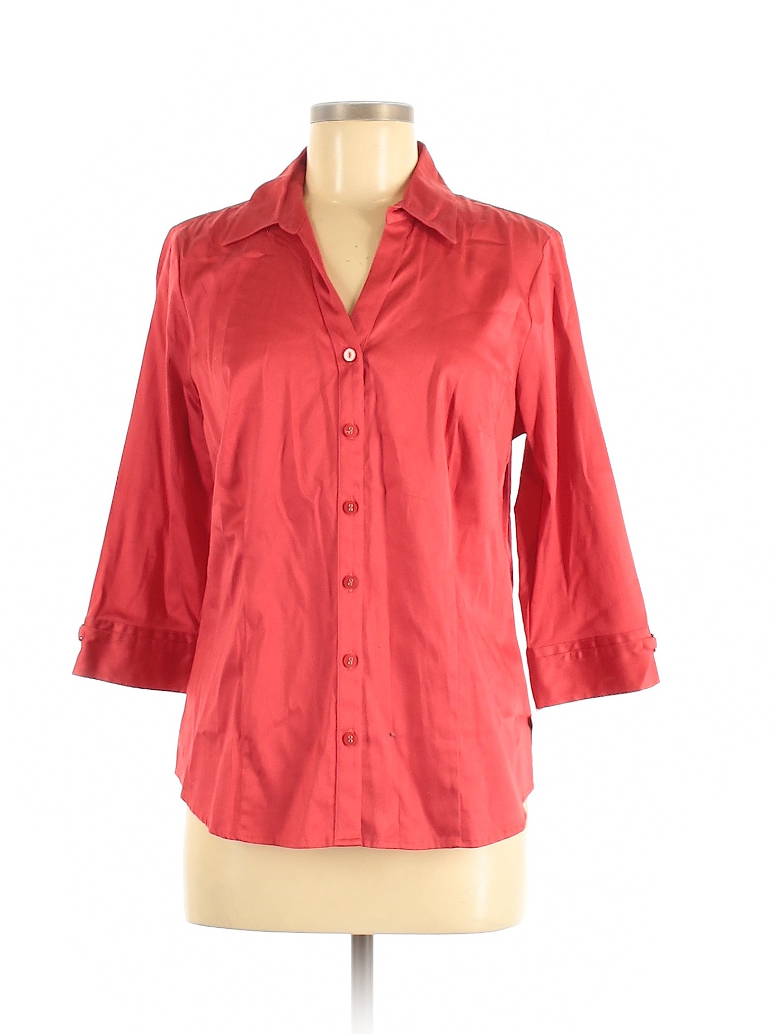 ladies red button down shirt