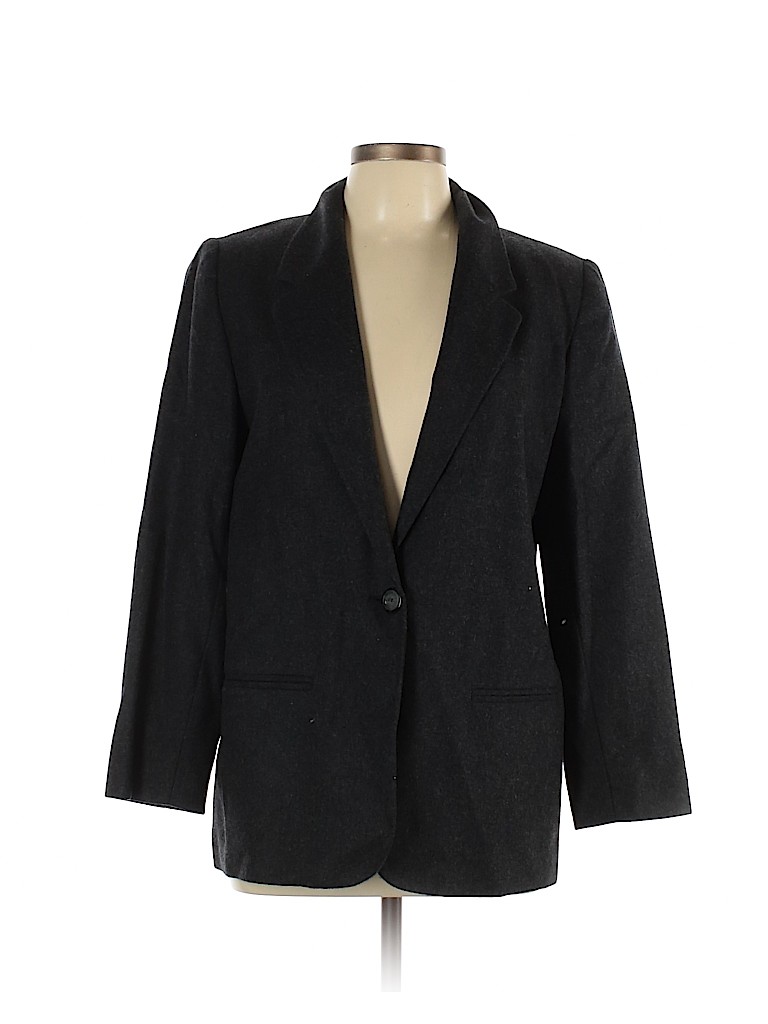 Sag Harbor Solid Gray Black Wool Blazer Size 12 (Petite) - 93% off ...