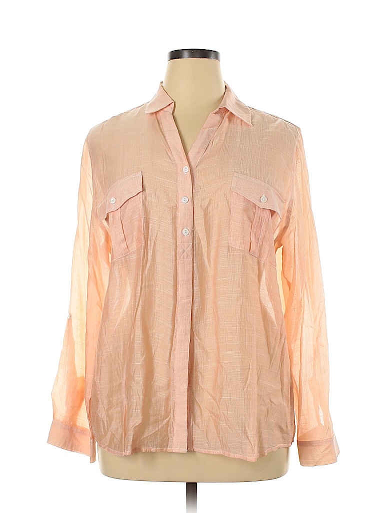 Chico's Orange Long Sleeve Button-Down Shirt Size XL (3) - 77% off ...