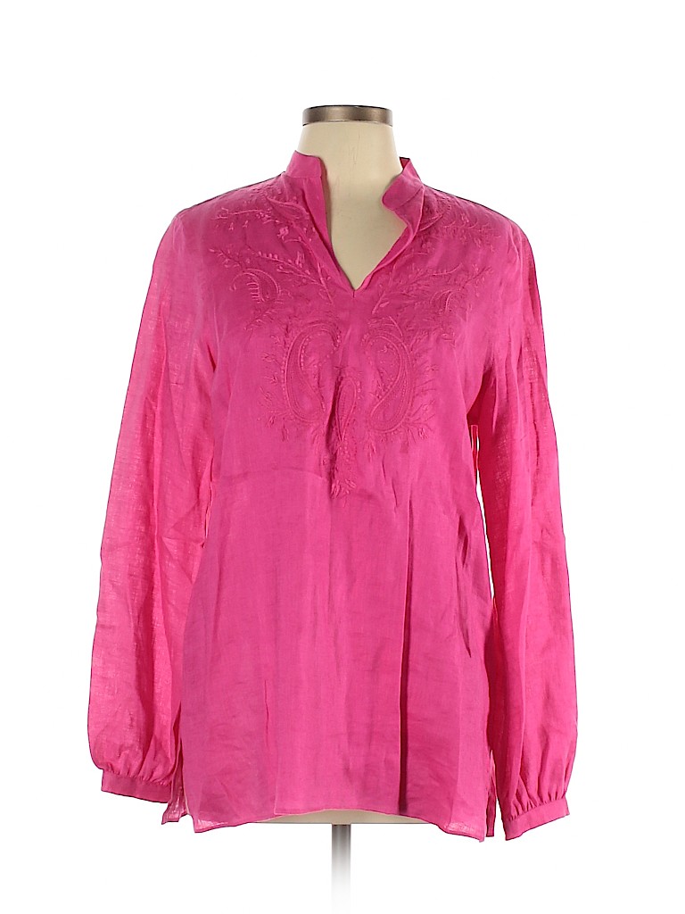 Lauren by Ralph Lauren 100% Linen Pink Long Sleeve Blouse Size L - photo 1