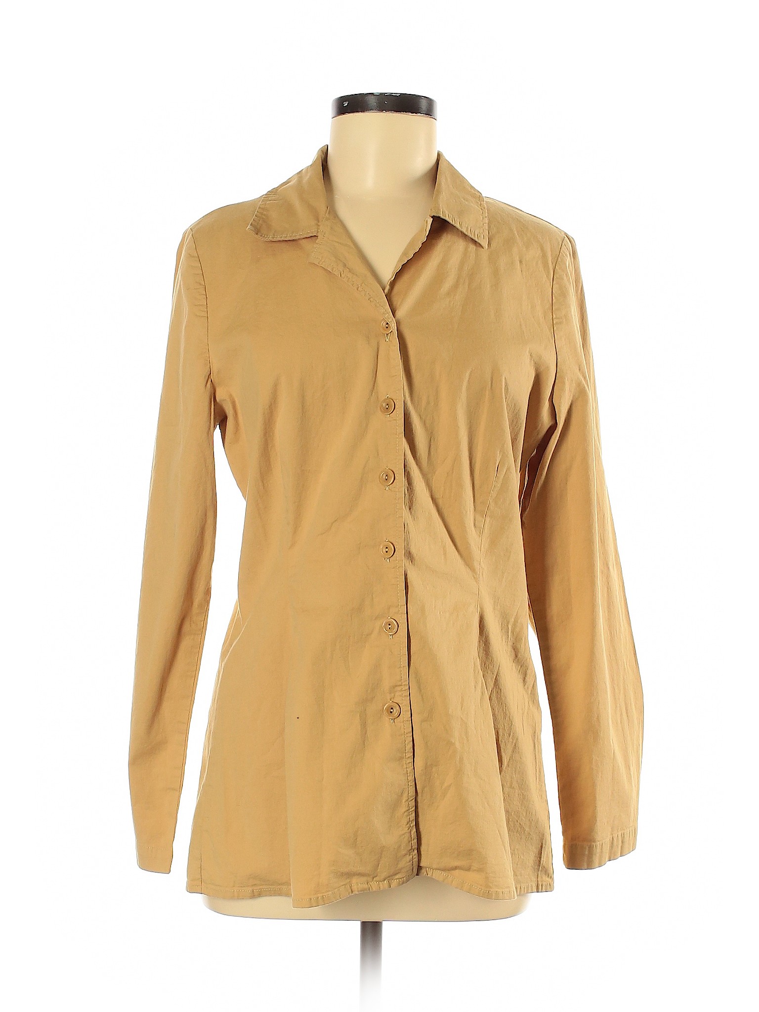 Flax Women Yellow Long Sleeve Button-Down Shirt 6 | eBay