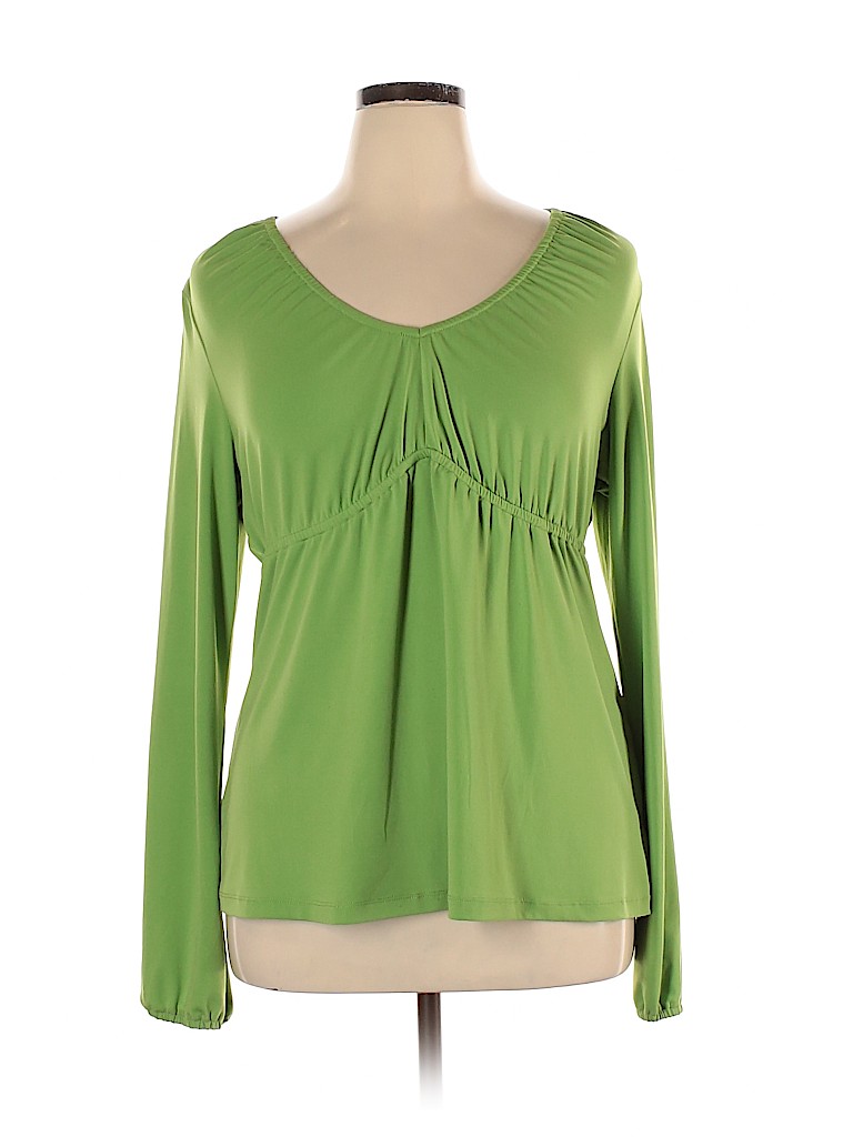 Worthington Solid Green Long Sleeve Top Size XL - 43% off | thredUP