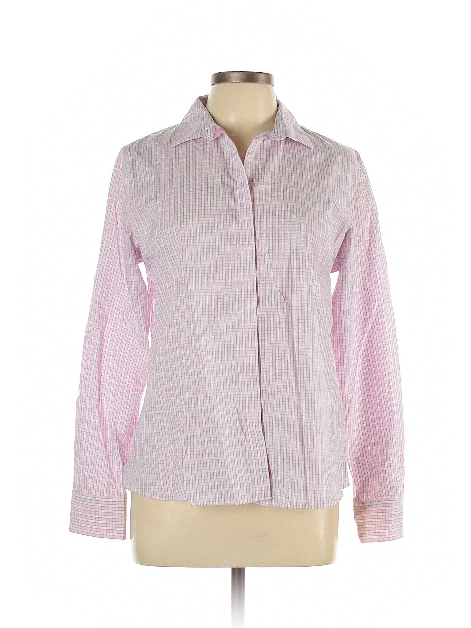 Lands' End Women Pink Long Sleeve Button-Down Shirt 12 | eBay
