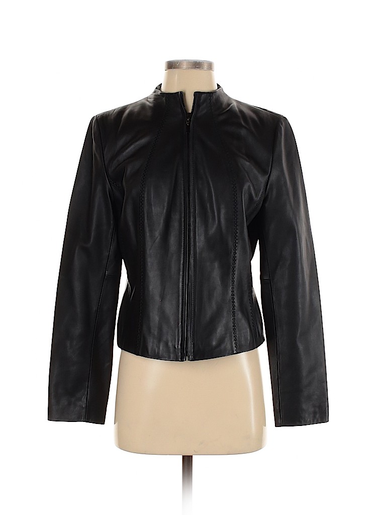 Siena Studio 100% Leather Solid Black Leather Jacket Size S - 80% off ...
