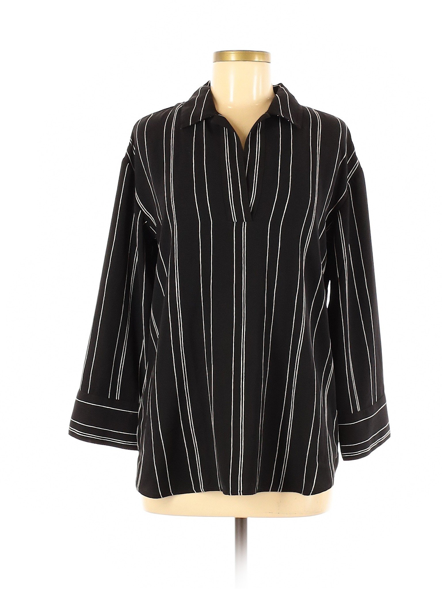 Ann Taylor Factory Women Black Long Sleeve Blouse M Petites | eBay