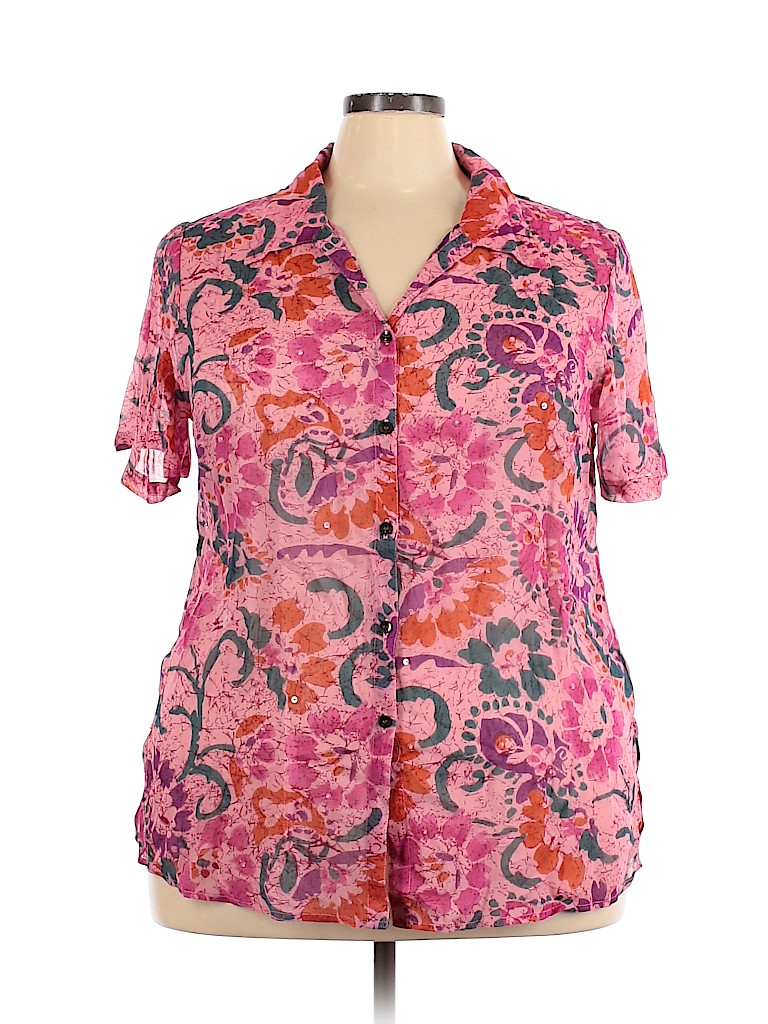 Avenue 100% Rayon Paisley Pink Short Sleeve Blouse Size 22 - 24 Plus ...