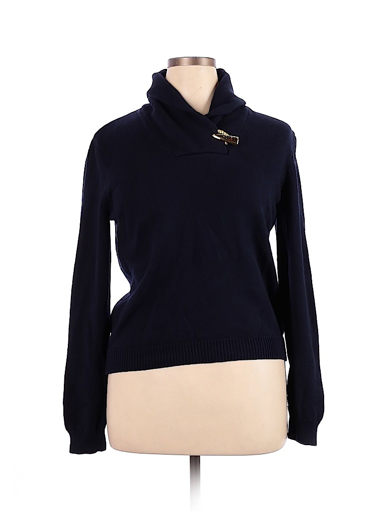 Lauren by Ralph Lauren 100% Cotton Solid Blue Pullover Sweater Size XL ...