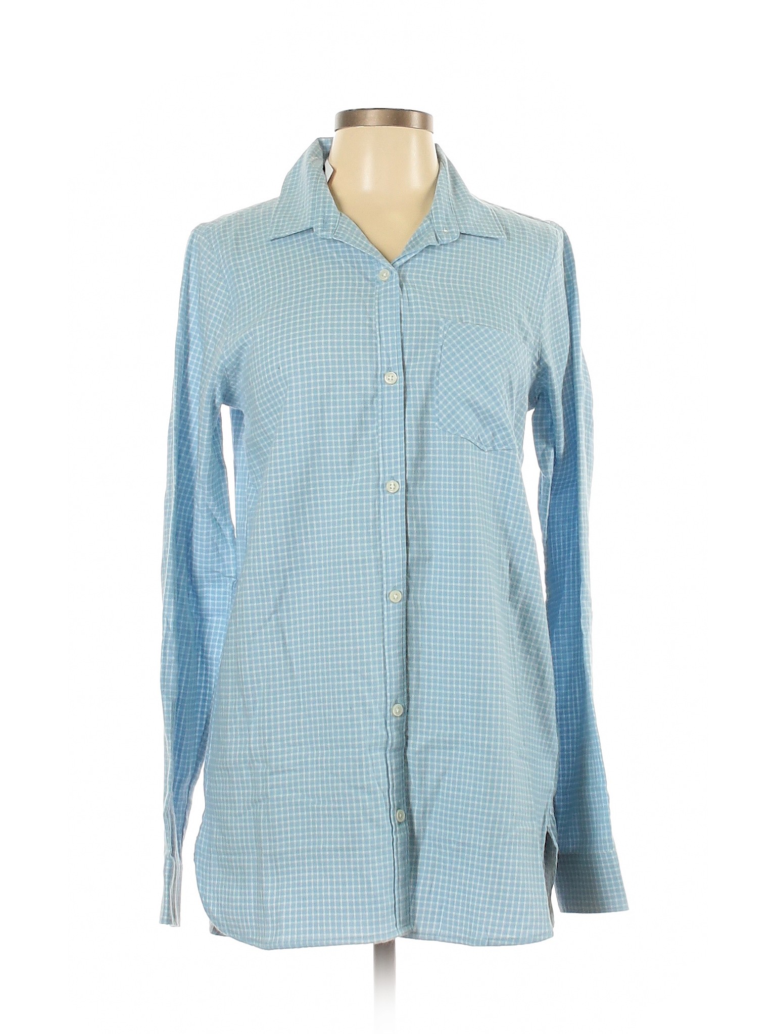 NWT Old Navy Women Blue Long Sleeve Button-Down Shirt M Tall | eBay