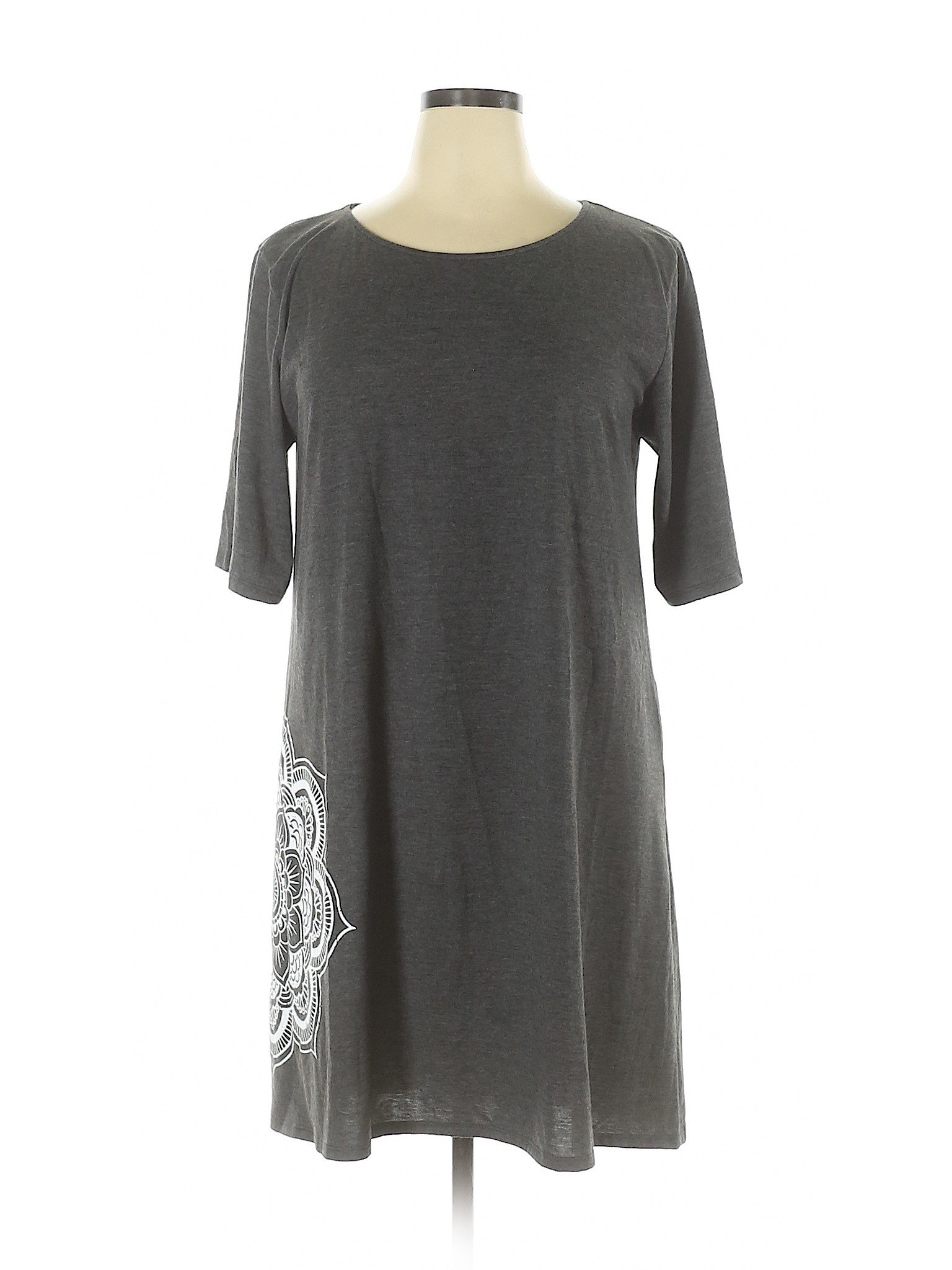 Instant Message Solid Gray Casual Dress Size Xl 50 Off Thredup