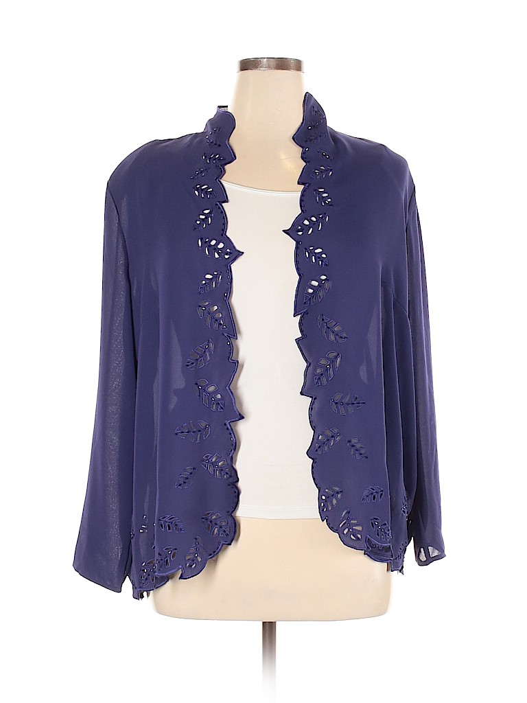 Anthony Richards 100% Polyester Floral Purple Blue Jacket Size 16 - 73% ...