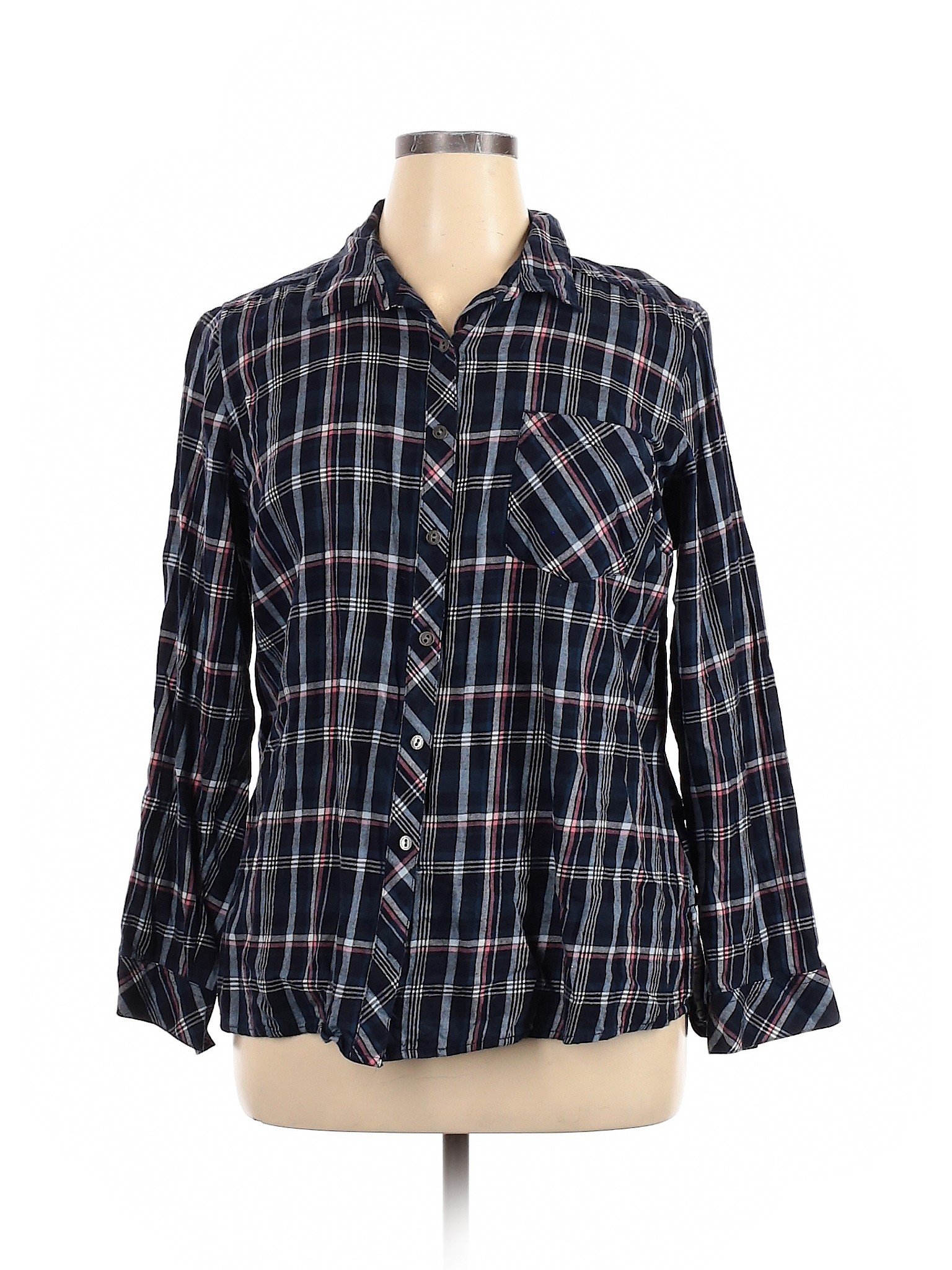 SONOMA life + style Women Blue Long Sleeve Button-Down Shirt XL | eBay