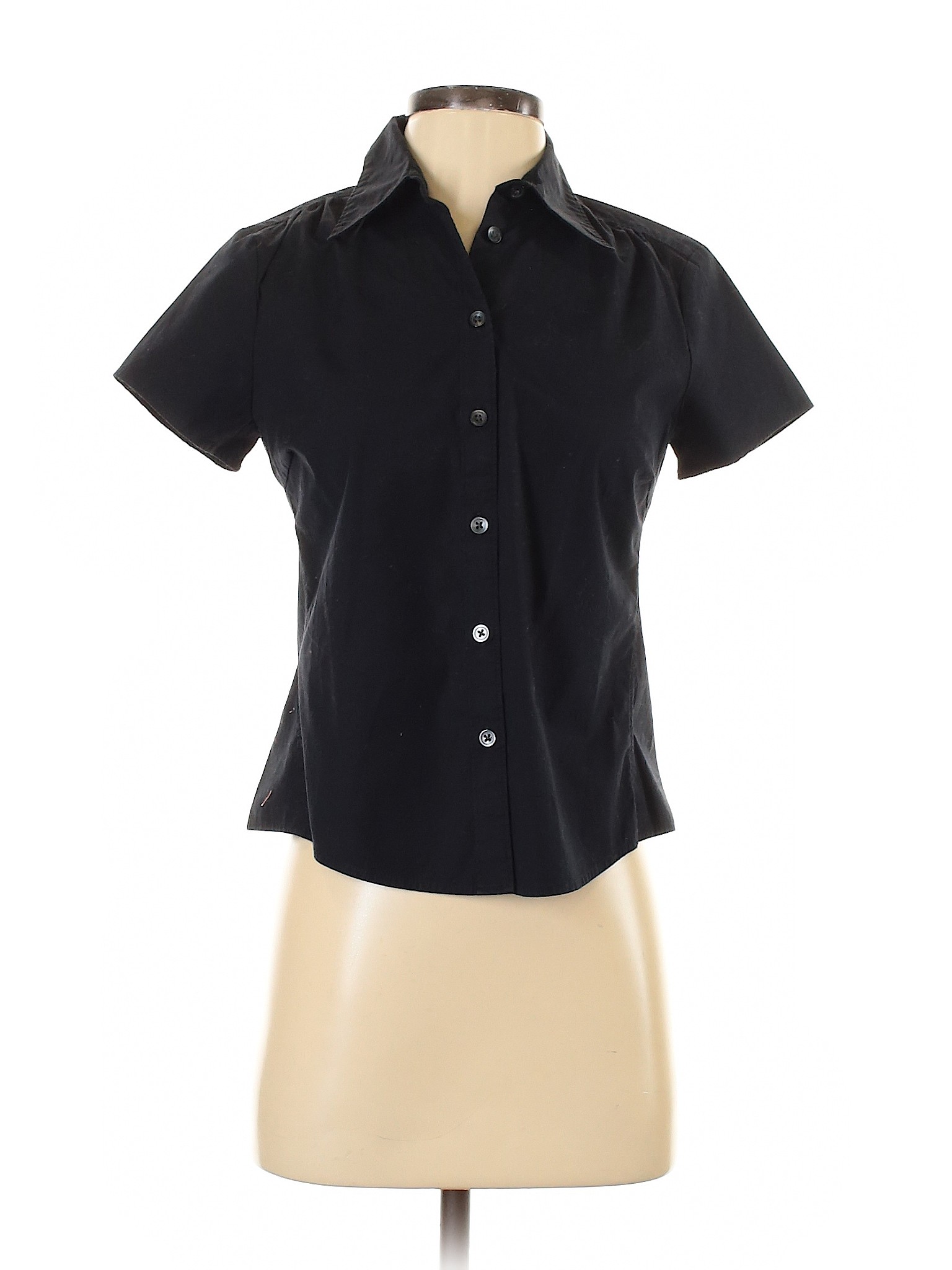 Gap Women Black Short Sleeve Button-Down Shirt XS | eBay