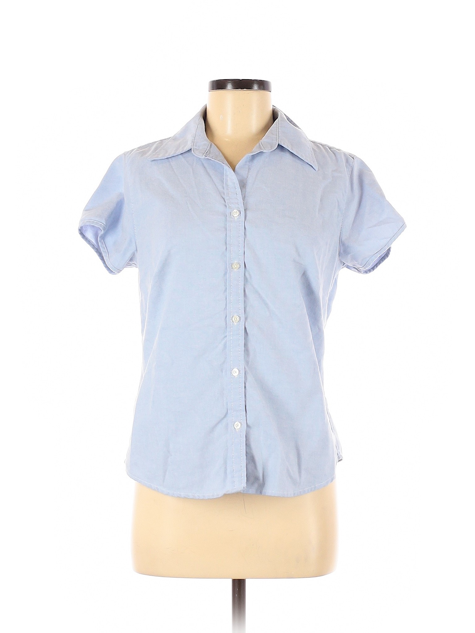 Eddie Bauer short sleeve button down check shirt, men's size M cotton blue type Vintage Second Hand main image 0