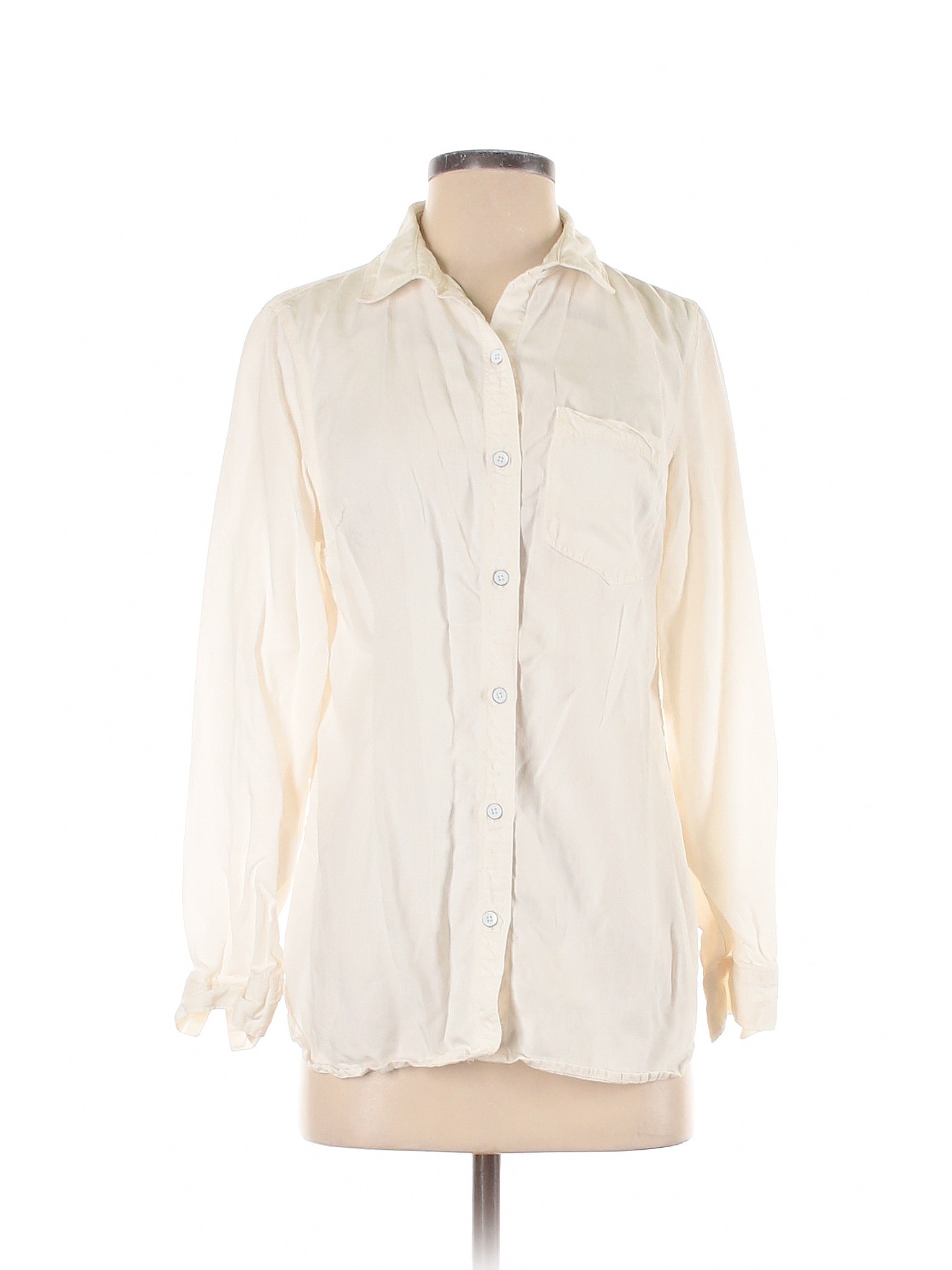 Old Navy Women Ivory Long Sleeve Button-Down Shirt S | eBay