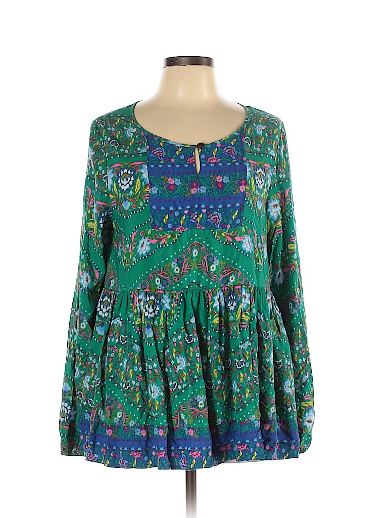 Matilda Jane 100% Rayon Blue Green Long Sleeve Blouse Size L - 29% off ...