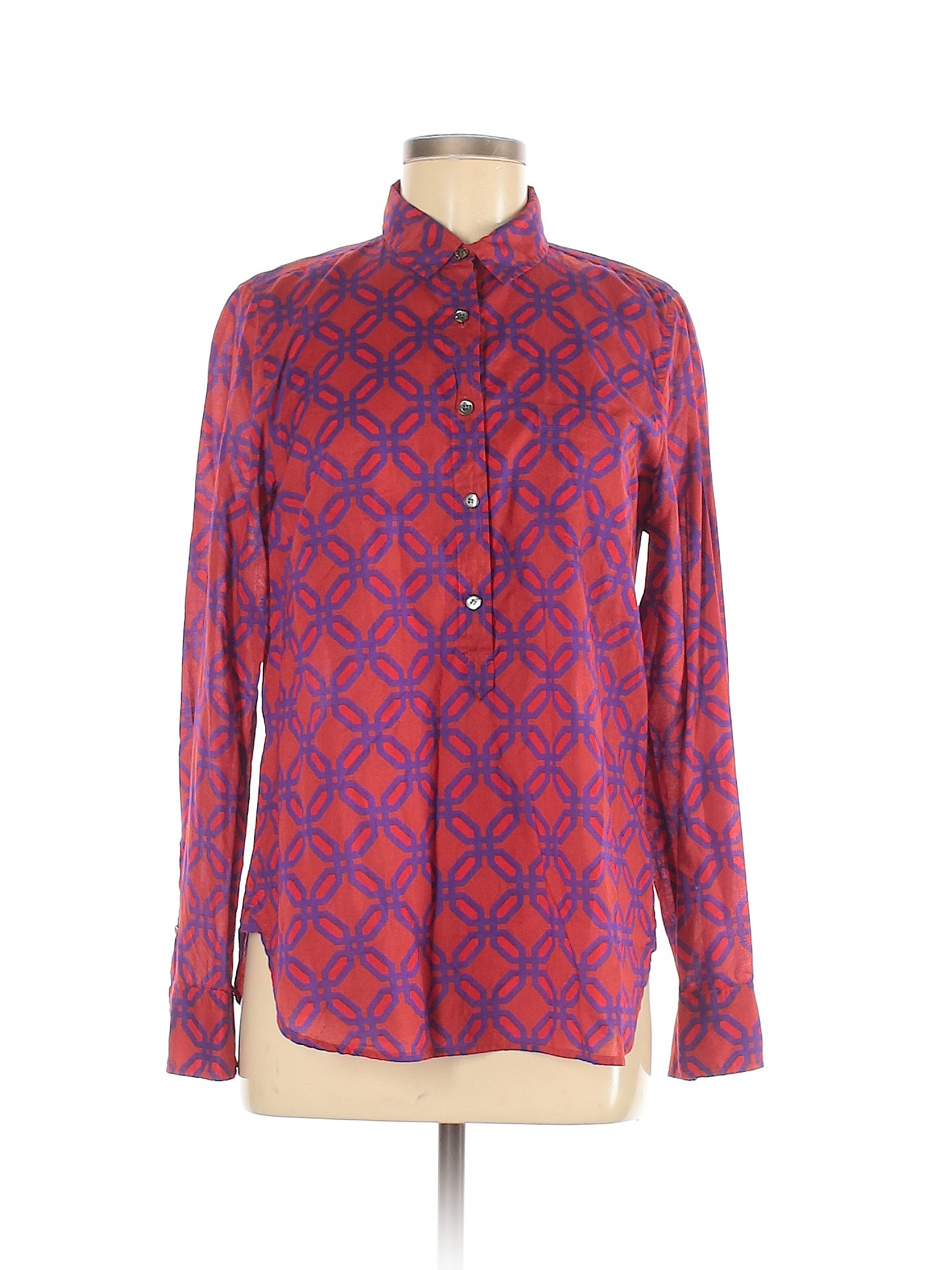 red long sleeve button down shirt women's